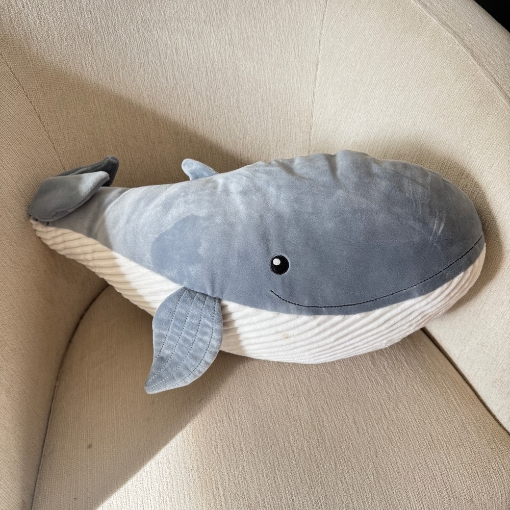 H&M Home Whale stuffed animal soft large oversized baby toddler nursery pillow